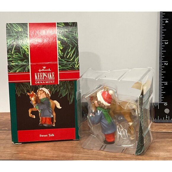 1991 HALLMARK KEEPSAKE ORNAMENT QX5367 SWEET TALK HORSE BOY CANDY CANE - Picture 3 of 6